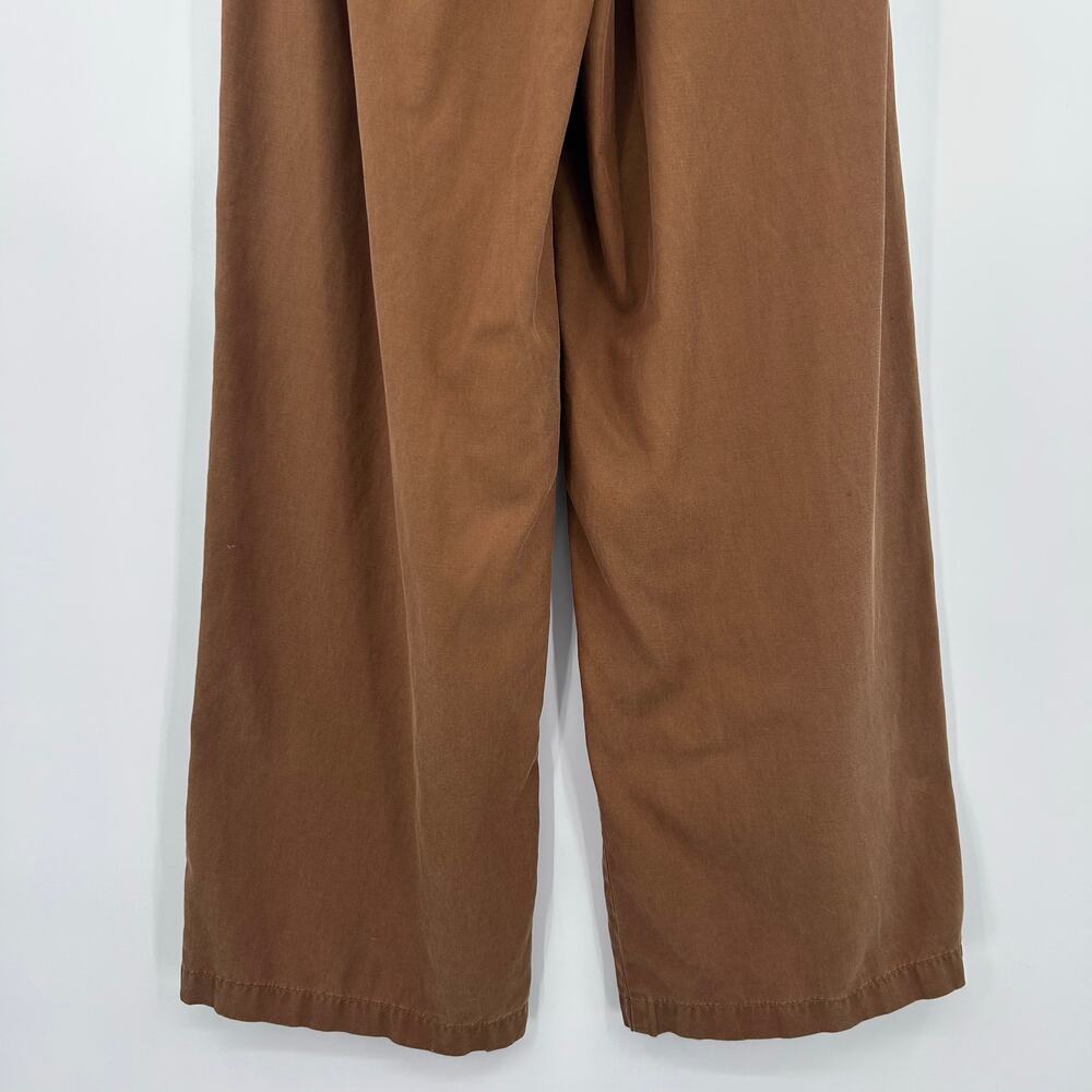 Madewell The Harlow Wide-Leg Pant Brown Lyocell Linen Blend High Rise Size 2 - Picture 12 of 12